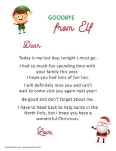 Goodbye from Elf on the Shelf Letter
