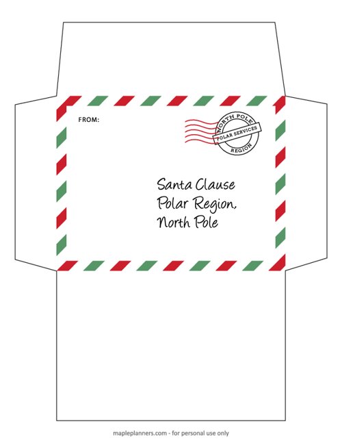 Printable Letter to Santa Envelope Templates