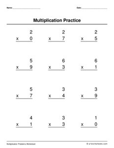 Single Digit Multiplication without Regrouping