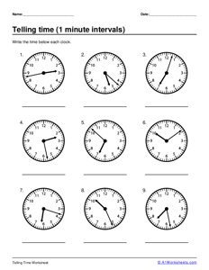 Telling Time - 1 minute intervals #1