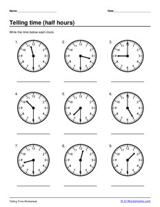 Telling Time - Half Hours & OClock #1
