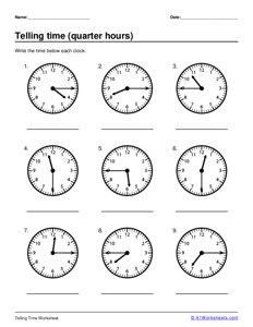 Telling Time - Quarter Hours #1