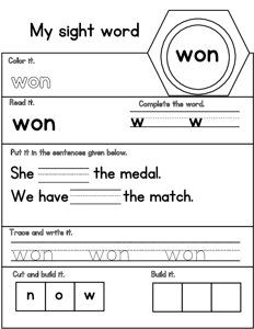 Grade 2: Sight Word Worksheet #6