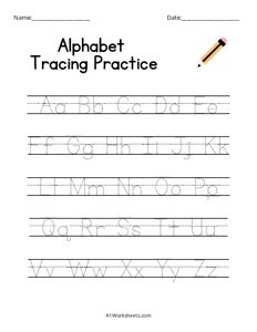 Aphabet Tracing A-Z (Uppercase & Lowercase)