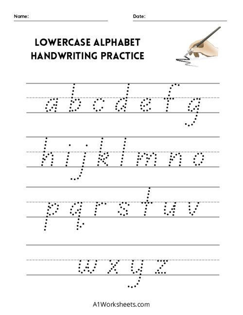Kindergarten Letters Tracing A-E Lowercase Worksheet Printable