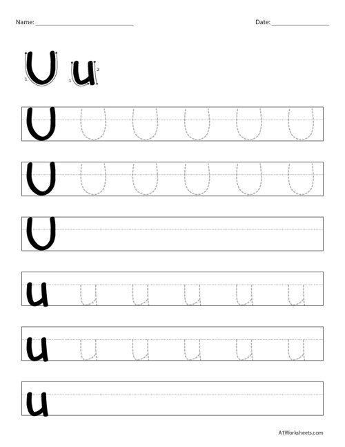 Alphabet Letters Tracing U