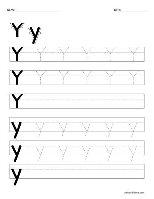 Alphabet Letters Tracing Y