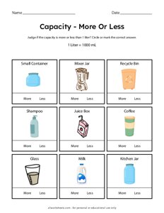Capacity: More or Less than One Liter - #2