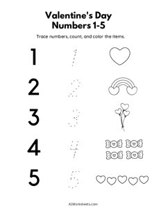 Valentines Day Numbers 1-5