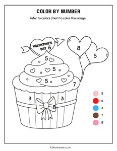 Valentines Cupcake - Color by Number