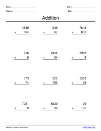 multi-digit addition worksheet maker