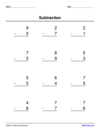 basic subtraction worksheet maker