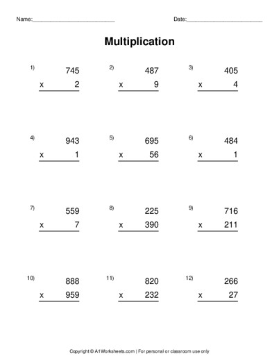 multi digit multiplication worksheet maker
