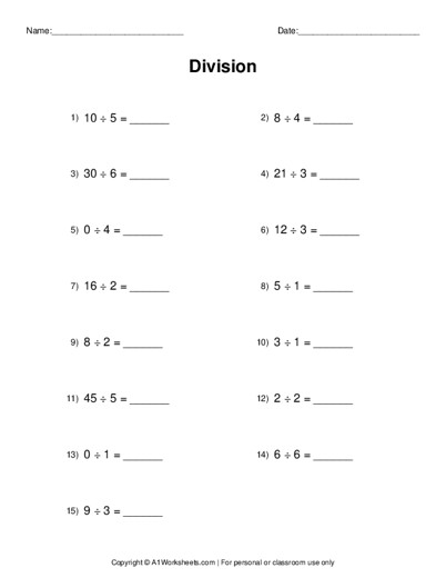 simple division worksheet maker