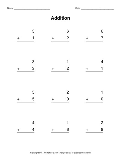 single digit addition worksheet maker