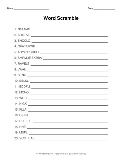 word scramble puzzle maker