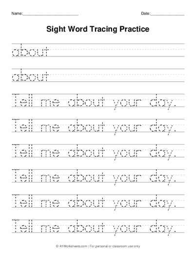 sight word tracing sentence worksheet maker