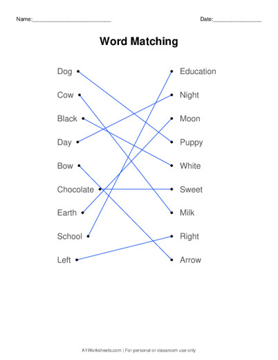 word matching worksheet maker