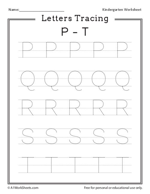 P-T Letters Tracing Worksheets
