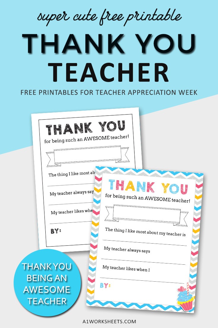 Teacher Appreciation Thank You Free Printable