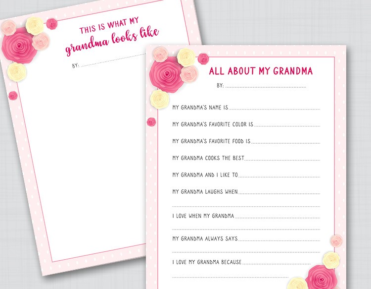 All about my grandma printables for Mothers Day