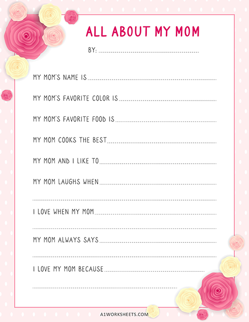 All about my Mom Mothers Day Printables