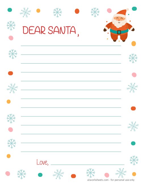 Dear Santa Letter Writing Template